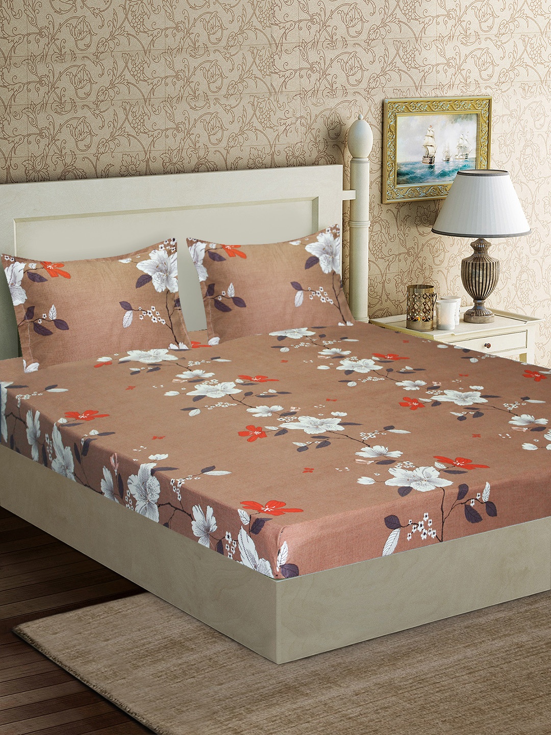 Good Homes by Home Candy Brown & Purple Floral 152 TC Polyester 1 Queen Bedsheet with 2 Pillow Covers
Good Homes by Home Candy Brown & Purple Floral 152 TC Polyester 1 Queen Bedsheet with 2 Pillow Covers