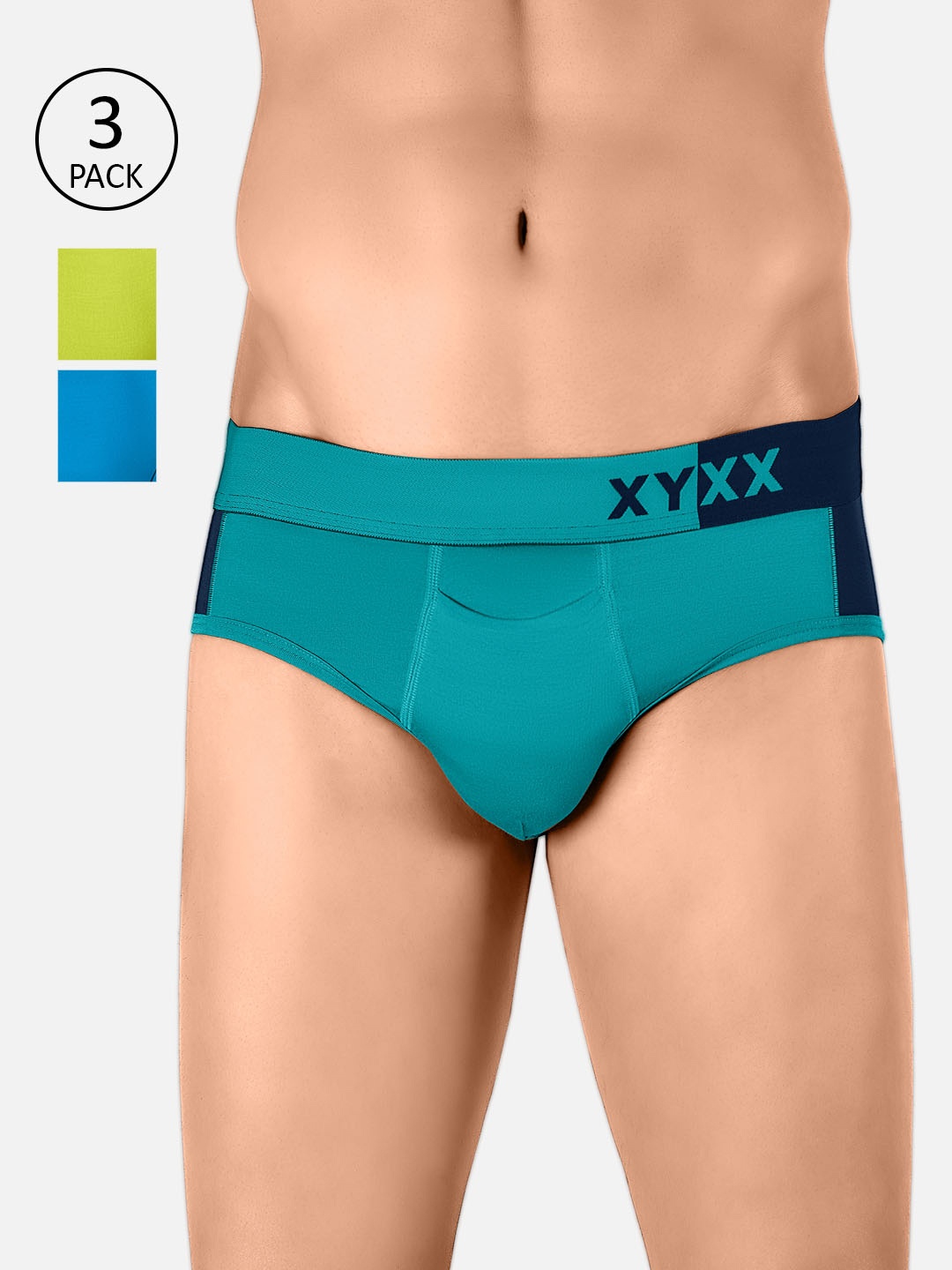 XYXX Pack Of 3 Low-Rise Colourblocked Ultra-Soft Antimicrobial Basic Briefs XYBRF3PCKN260, Blue
XYXX Pack Of 3 Low-Rise Colourblocked Ultra-Soft Antimicrobial Basic Briefs XYBRF3PCKN260, Blue
