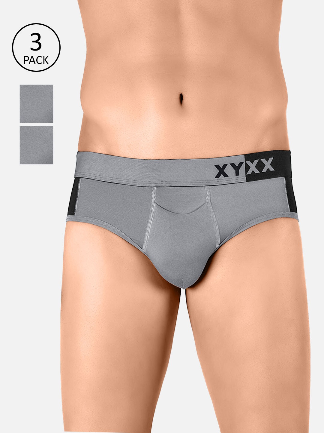XYXX Pack Of 3 Grey & Black Colourblocked Ultra Soft Anti-Microbial Briefs XYBRF3PCKN270
XYXX Pack Of 3 Grey & Black Colourblocked Ultra Soft Anti-Microbial Briefs XYBRF3PCKN270