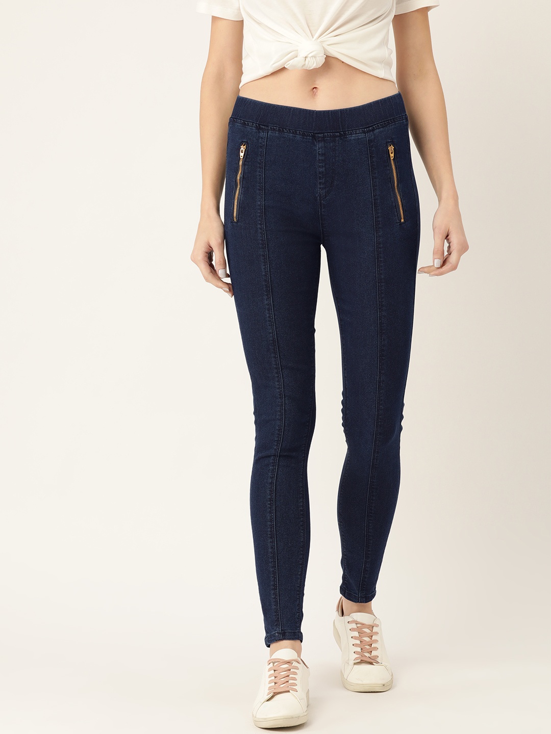 DressBerry Women Navy Blue Super Skinny Fit Denim Jeggings