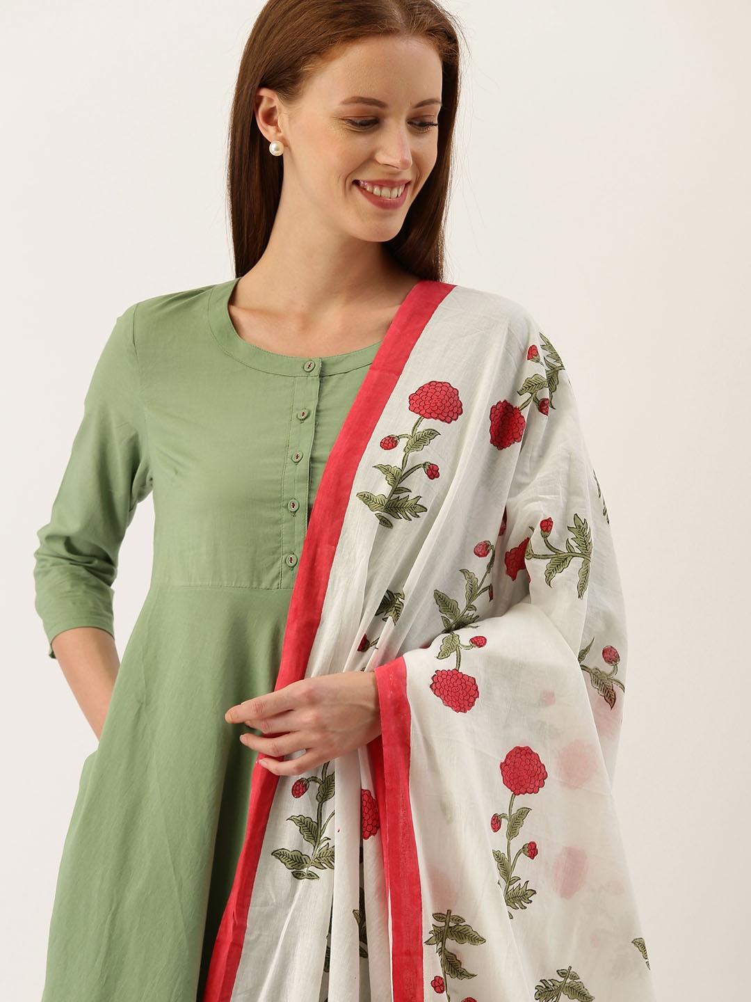 Taavi Women Lime Green Sanganeri Block Print Straight Sustainable Kurta with Palazzos & Dupatta
Taavi Women Lime Green Sanganeri Block Print Straight Sustainable Kurta with Palazzos & Dupatta