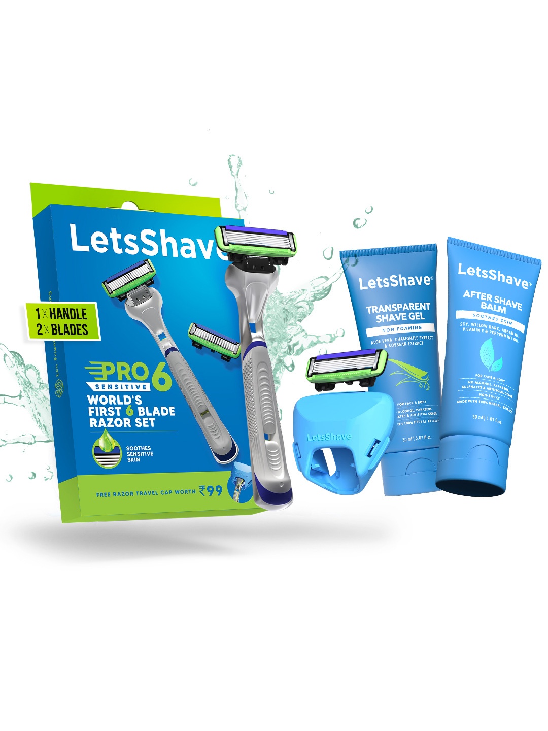 LetsShave Men Pro 6 Sensitive Razor with Shave Gel + After Shave Balm + Travel Cap, Blue
LetsShave Men Pro 6 Sensitive Razor with Shave Gel + After Shave Balm + Travel Cap, Blue