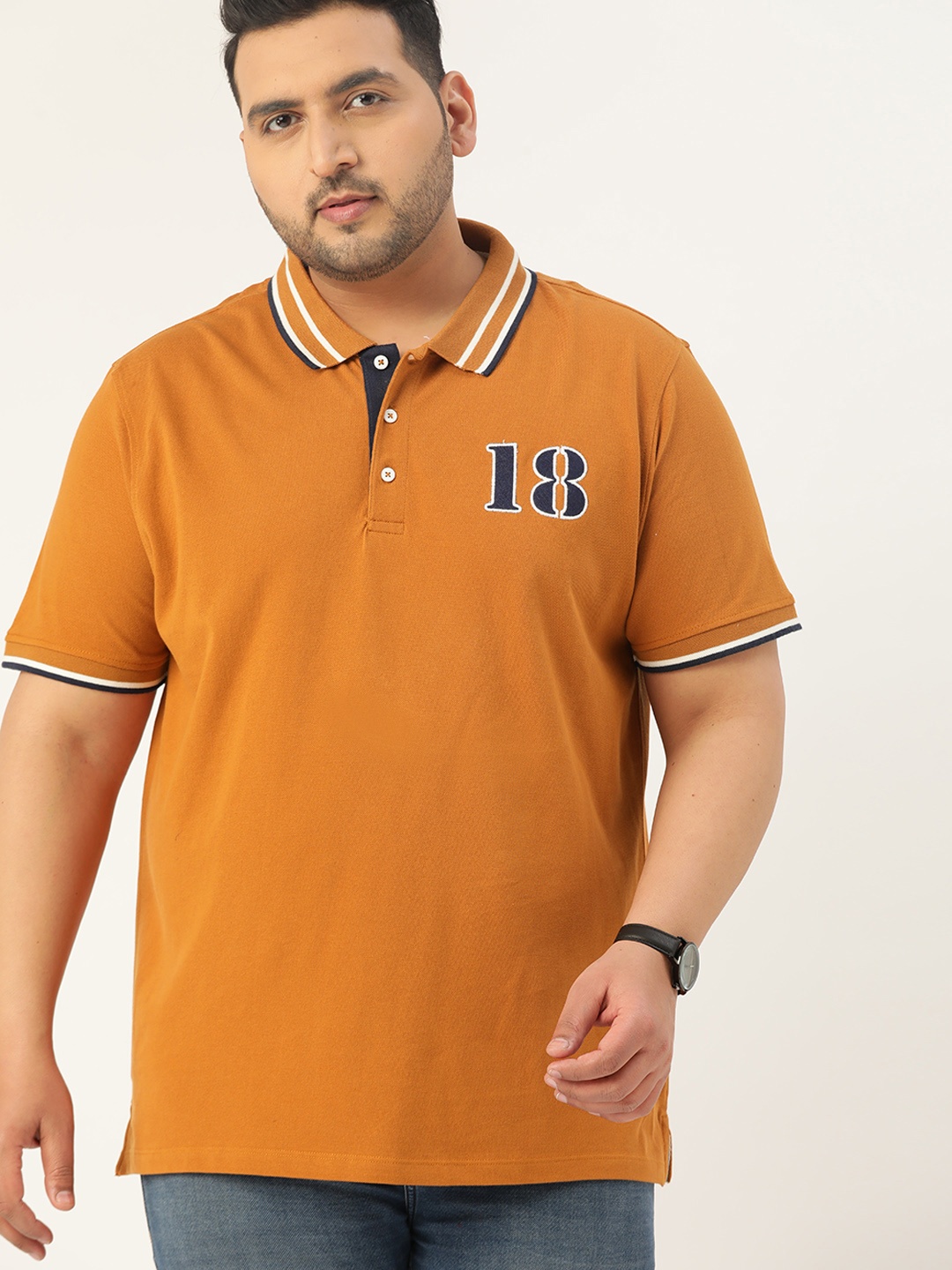 Sztori Men Plus Size Mustard Yellow Applique Detail Pure Cotton Polo Collar Pure Cotton T-shirt
Sztori Men Plus Size Mustard Yellow Applique Detail Pure Cotton Polo Collar Pure Cotton T-shirt