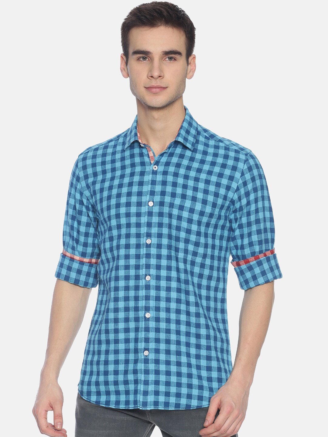 CAVALLO by Linen Club Men Blue Linen Cotton Regular Fit Checked Sustainable Casual Shirt
CAVALLO by Linen Club Men Blue Linen Cotton Regular Fit Checked Sustainable Casual Shirt