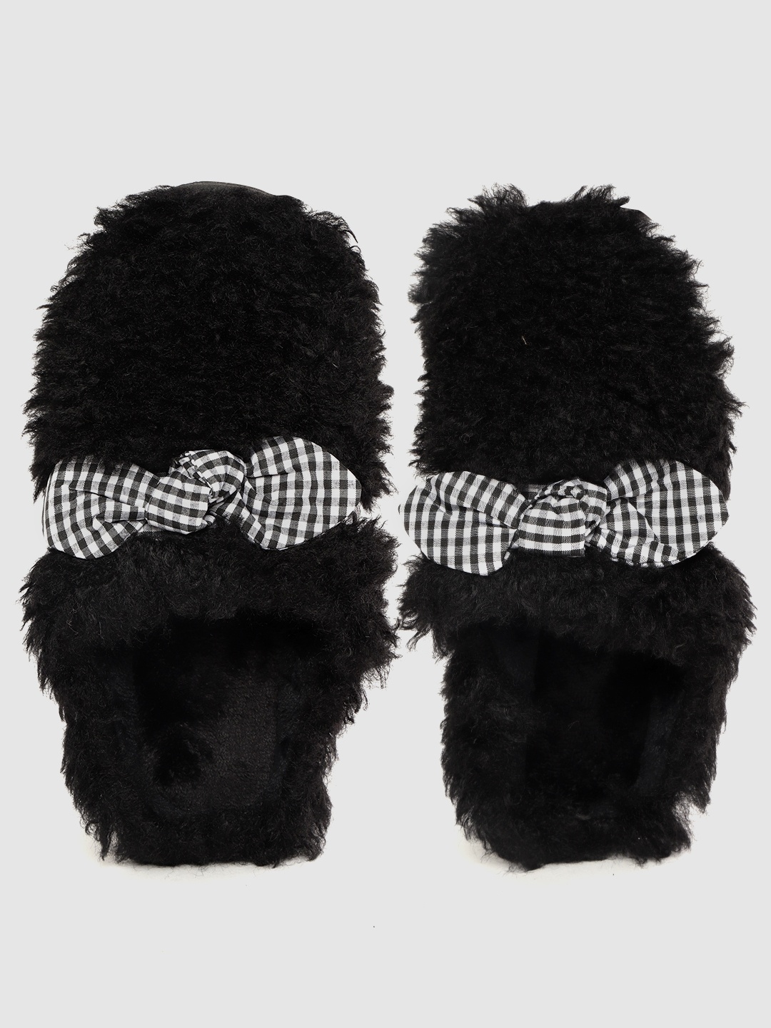 DressBerry Women Black & White Checked Knot Detail Faux Fur Heeled Room Slippers
DressBerry Women Black & White Checked Knot Detail Faux Fur Heeled Room Slippers