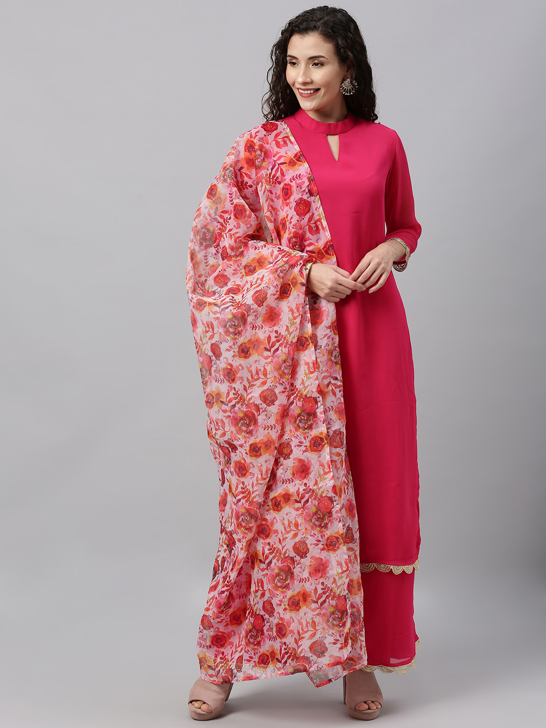 Ethnovog Women Pink Solid Made To Measure Gotta Patti Kurta with Palazzos Dupatta 
Ethnovog Women Pink Solid Made To Measure Gotta Patti Kurta with Palazzos Dupatta