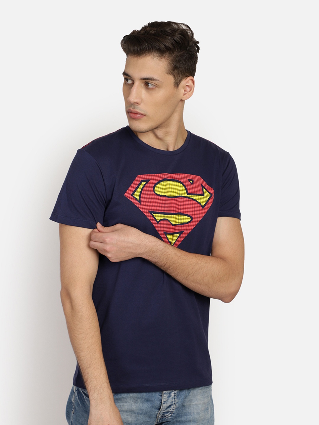 Free Authority Men Navy Blue Pink Superman Printed Round Neck Pure Cotton T-shirt
Free Authority Men Navy Blue Pink Superman Printed Round Neck Pure Cotton T-shirt
