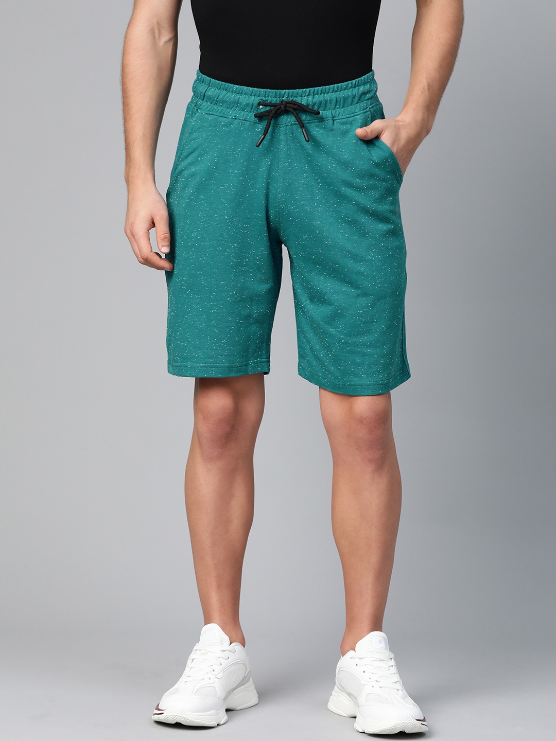 ManQ CASUAL Men Green Speckled Slim Fit Training Shorts