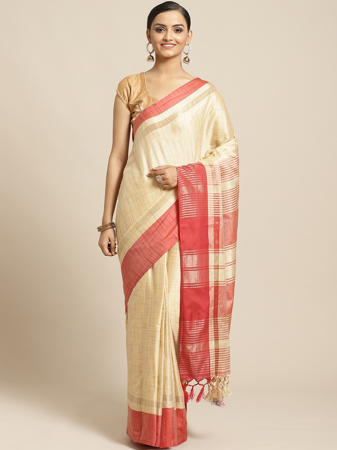 Shaily Beige Woven Design Saree