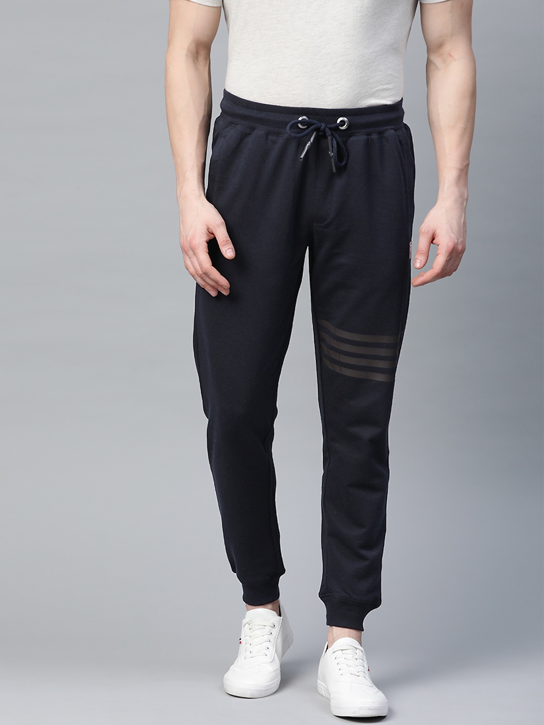 Ducati Men Navy Blue Straight Fit Solid Joggers