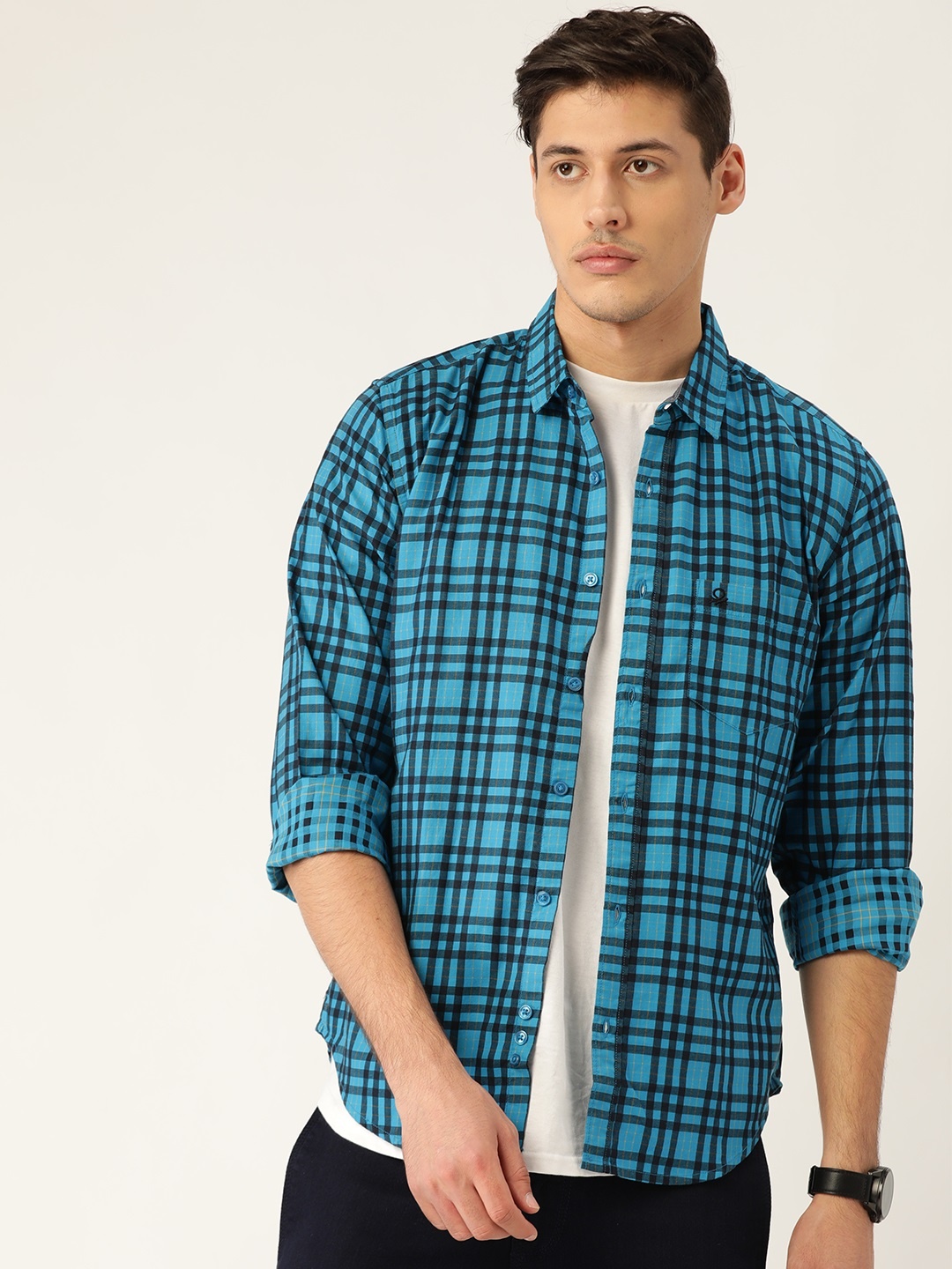 United Colors of Benetton Men Blue & Black Slim Fit Twill Weave Checked Casual Shirt
United Colors of Benetton Men Blue & Black Slim Fit Twill Weave Checked Casual Shirt