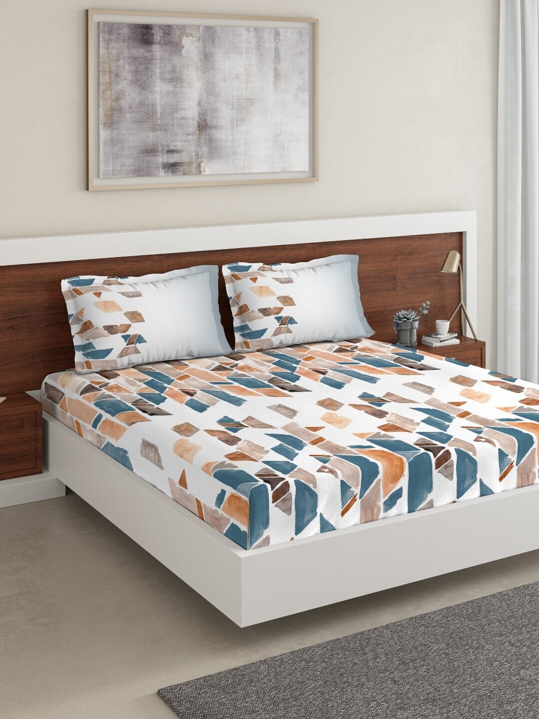 DDecor Off-White & Brown Geometric 140 TC Cotton 1 King Bedsheet with 2 Pillow Covers
DDecor Off-White & Brown Geometric 140 TC Cotton 1 King Bedsheet with 2 Pillow Covers