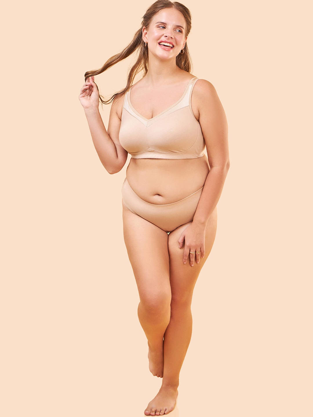 Enamor Beige Non-Wired Non Padded Full Coverage Cotton Minimizer Full Support Bra A112
Enamor Beige Non-Wired Non Padded Full Coverage Cotton Minimizer Full Support Bra A112
