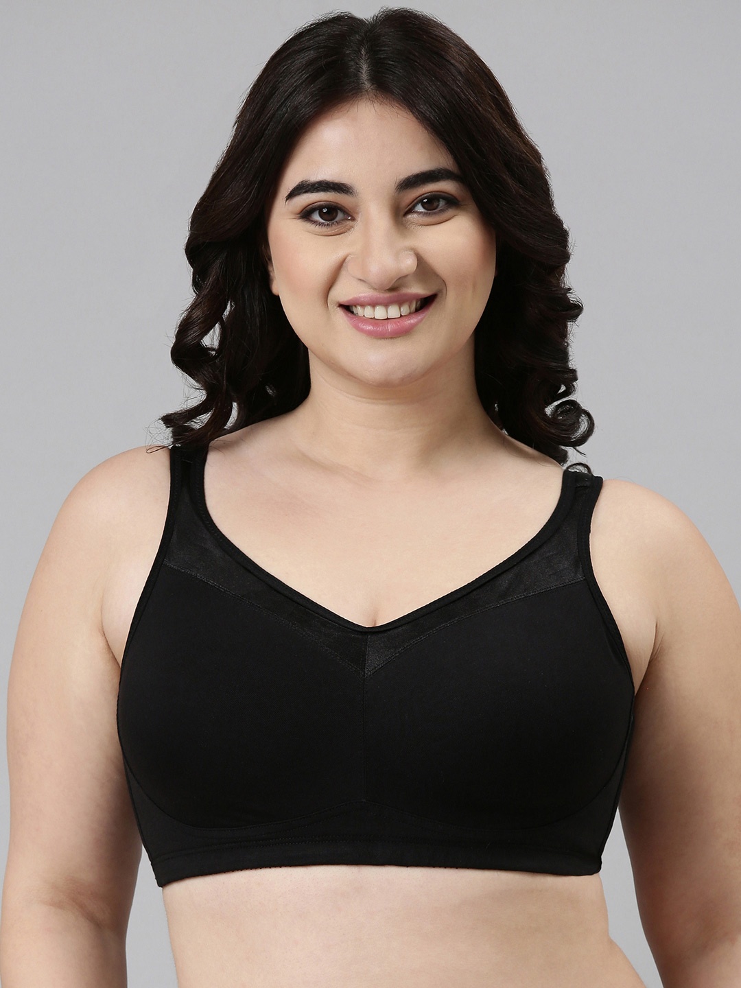 Enamor Black Non-Wired Non Padded Full Coverage Cotton Minimizer Full support Bra A112
Enamor Black Non-Wired Non Padded Full Coverage Cotton Minimizer Full support Bra A112