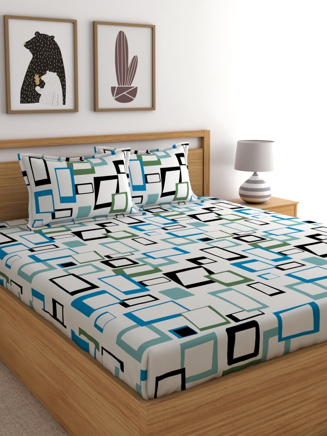 Home Ecstasy Blue & White Geometric 140 TC Cotton 1 King Bedsheet with 2 Pillow Covers
Home Ecstasy Blue & White Geometric 140 TC Cotton 1 King Bedsheet with 2 Pillow Covers