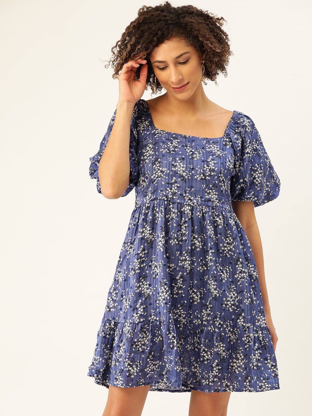 MANGO Women Blue & White Floral Print Sustainable A-Line Dress with Embroidered Detail
MANGO Women Blue & White Floral Print Sustainable A-Line Dress with Embroidered Detail