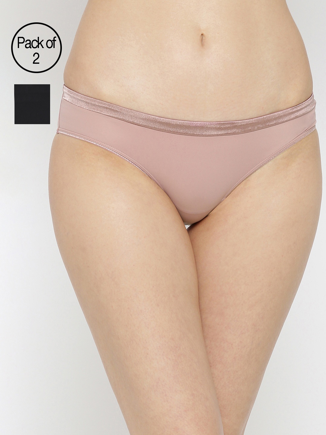 Amante Women Pack of 2 Solid Briefs, Pink