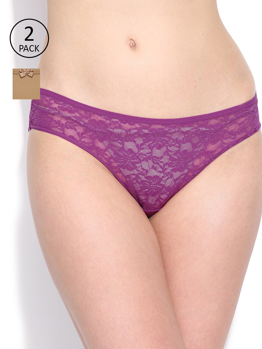 Amante Women Pack of 2 Basic Briefs, Purple