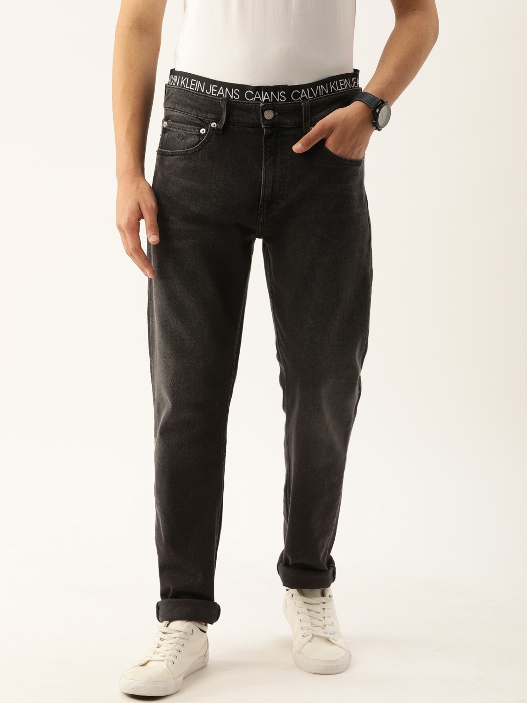 Calvin Klein Jeans Men Black Slim Tapered Fit Mid-Rise Stretchable Side Striped Jeans
Calvin Klein Jeans Men Black Slim Tapered Fit Mid-Rise Stretchable Side Striped Jeans