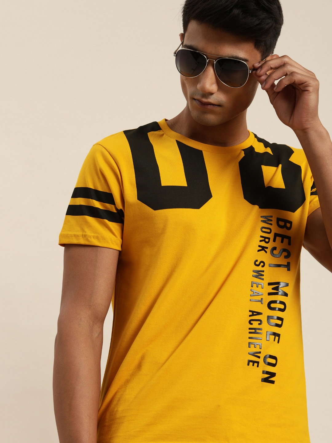 Moda Rapido Men Mustard Yellow Black Placement Printed Round Neck Pure Cotton T-shirt
Moda Rapido Men Mustard Yellow Black Placement Printed Round Neck Pure Cotton T-shirt