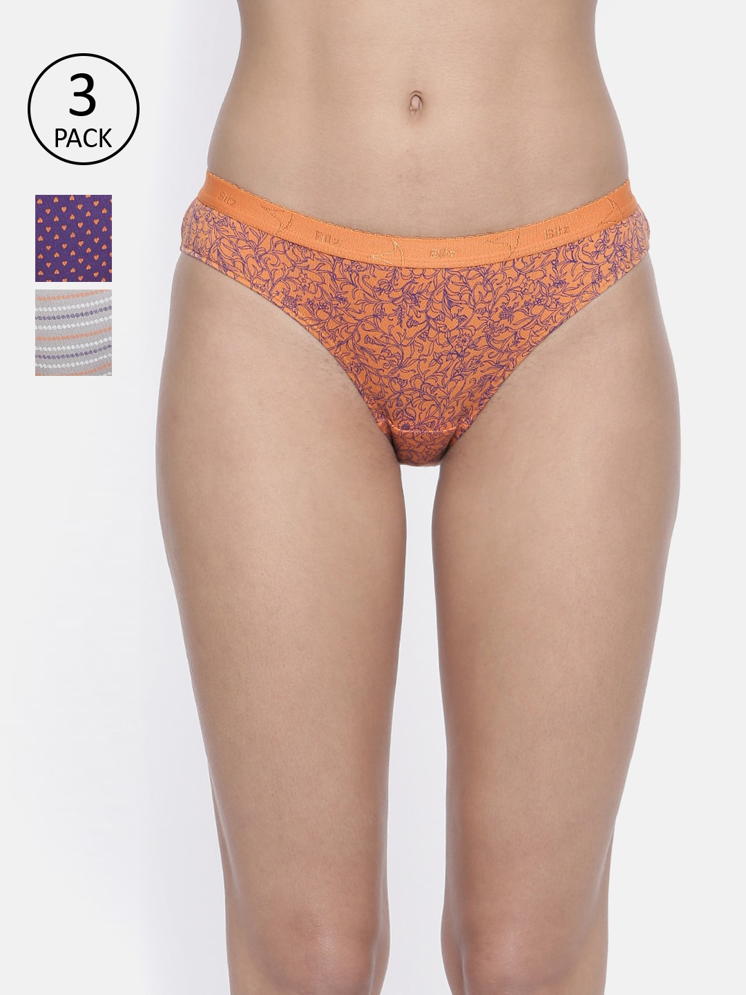 Bitz Women Pack of 3 Assorted Hipster Briefs MHI001