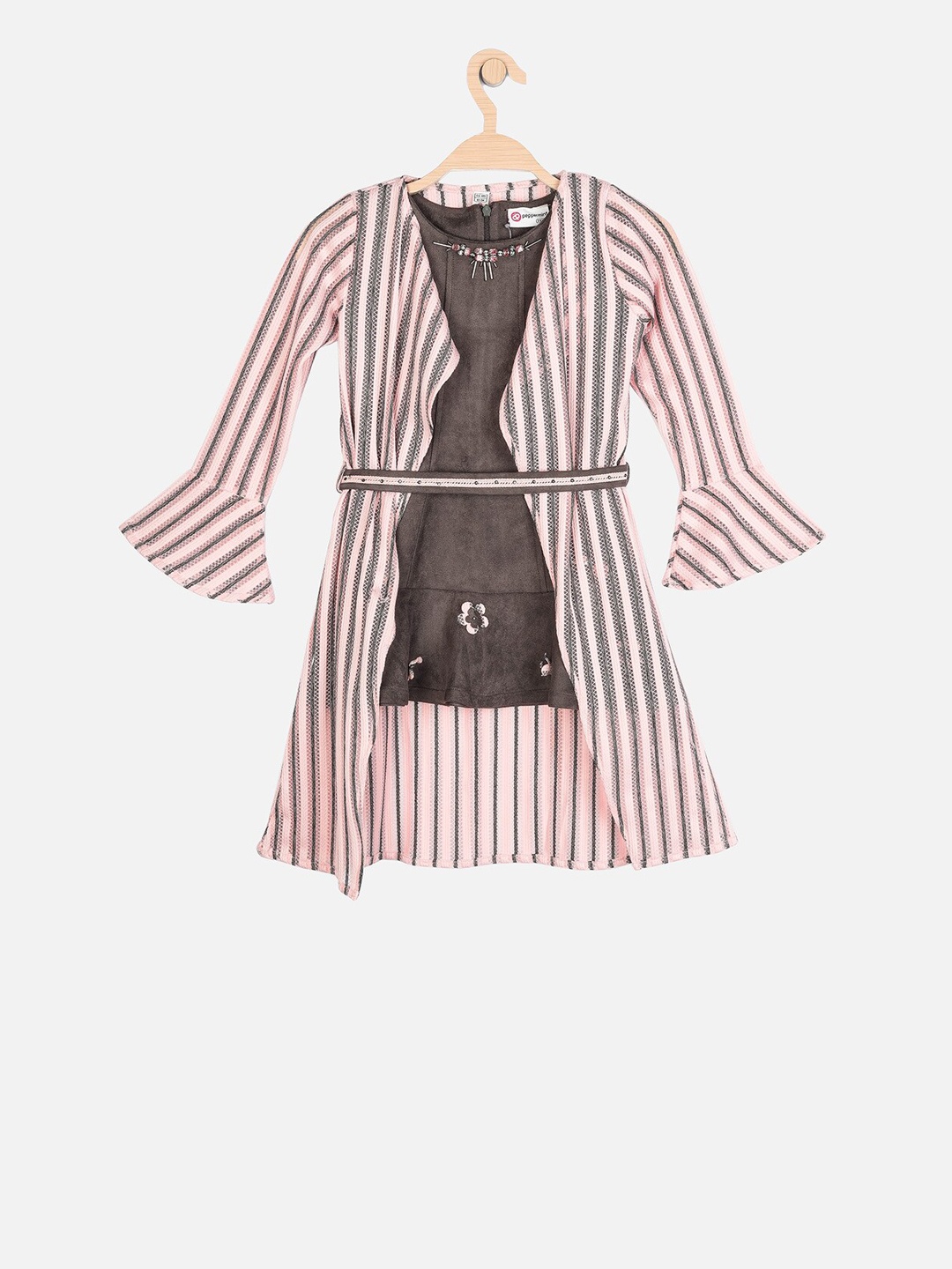 Peppermint Girls Grey Solid A-Line Dress
