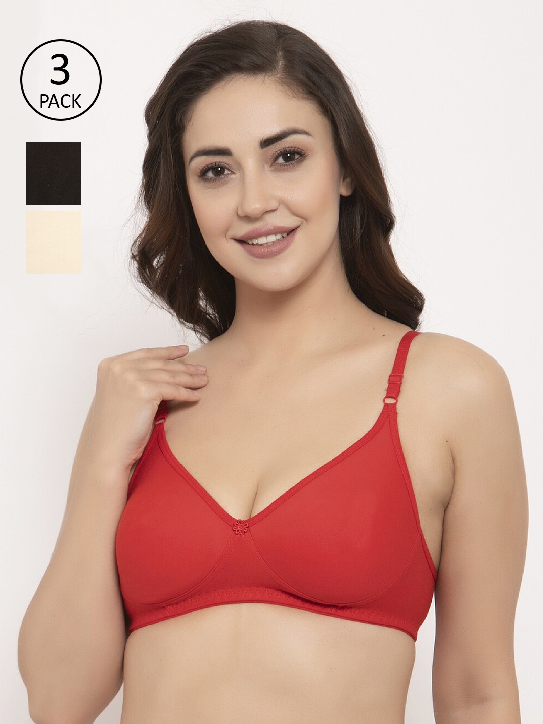 GRACIT Pack Of 3 Multicoloured Solid Non-Wired Non Padded T-shirt Bras PW2-01-03-28, Black
GRACIT Pack Of 3 Multicoloured Solid Non-Wired Non Padded T-shirt Bras PW2-01-03-28, Black