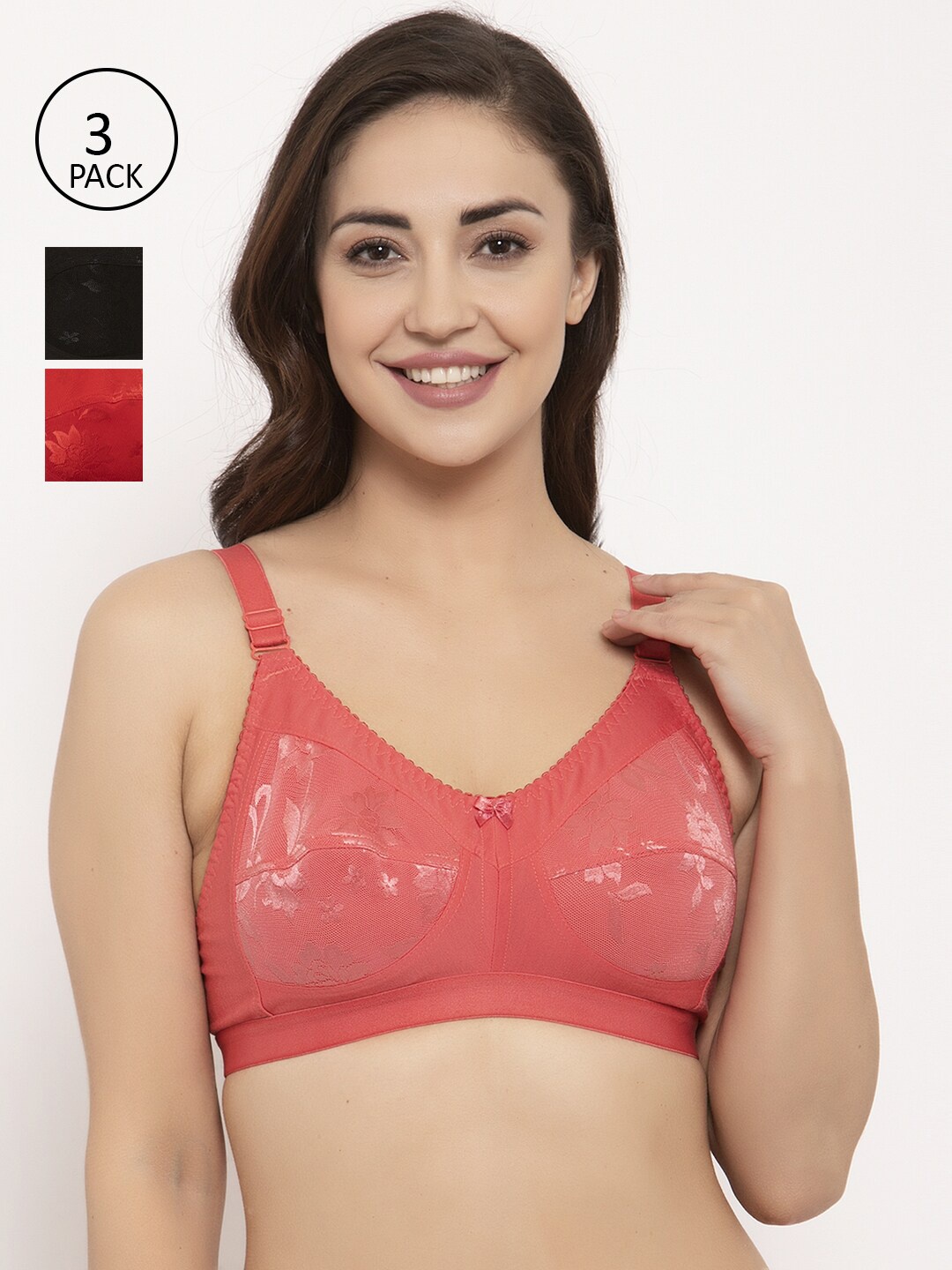 GRACIT Pack of 3 Self Design Non-Wired Non Padded Everyday Bras PW4-01-03-15-28C, Black
GRACIT Pack of 3 Self Design Non-Wired Non Padded Everyday Bras PW4-01-03-15-28C, Black