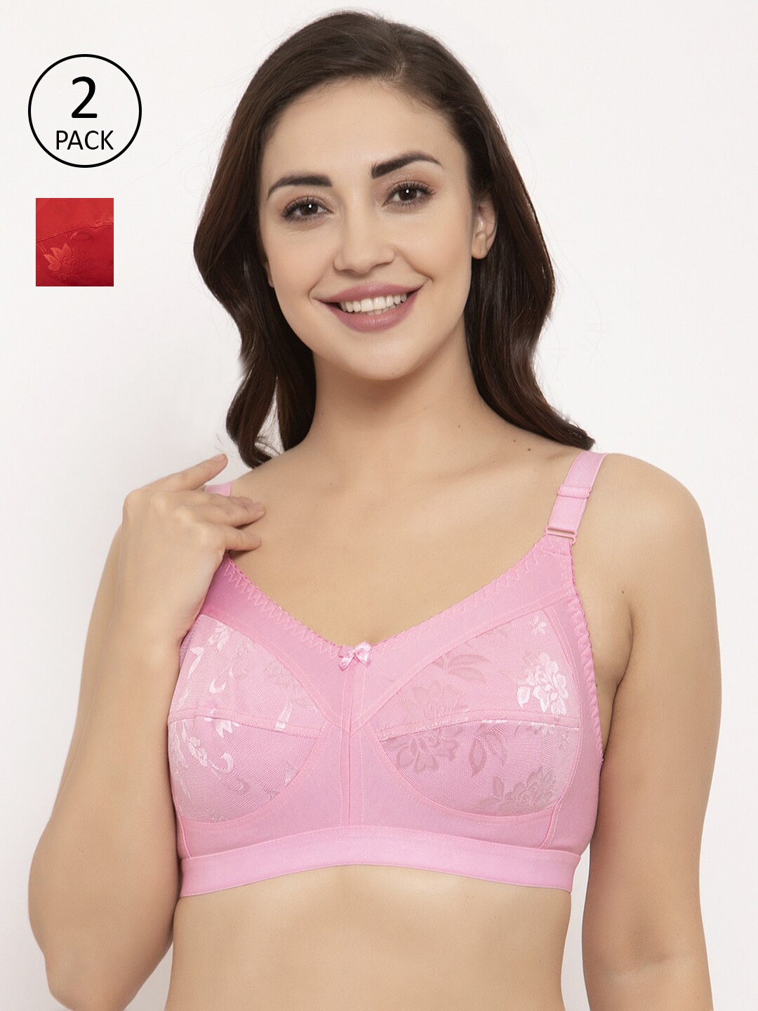 GRACIT Pack Of 2 Pink & Red Self Design Non-Wired Non Padded Minimizer Bras PW4-03-10
GRACIT Pack Of 2 Pink & Red Self Design Non-Wired Non Padded Minimizer Bras PW4-03-10
