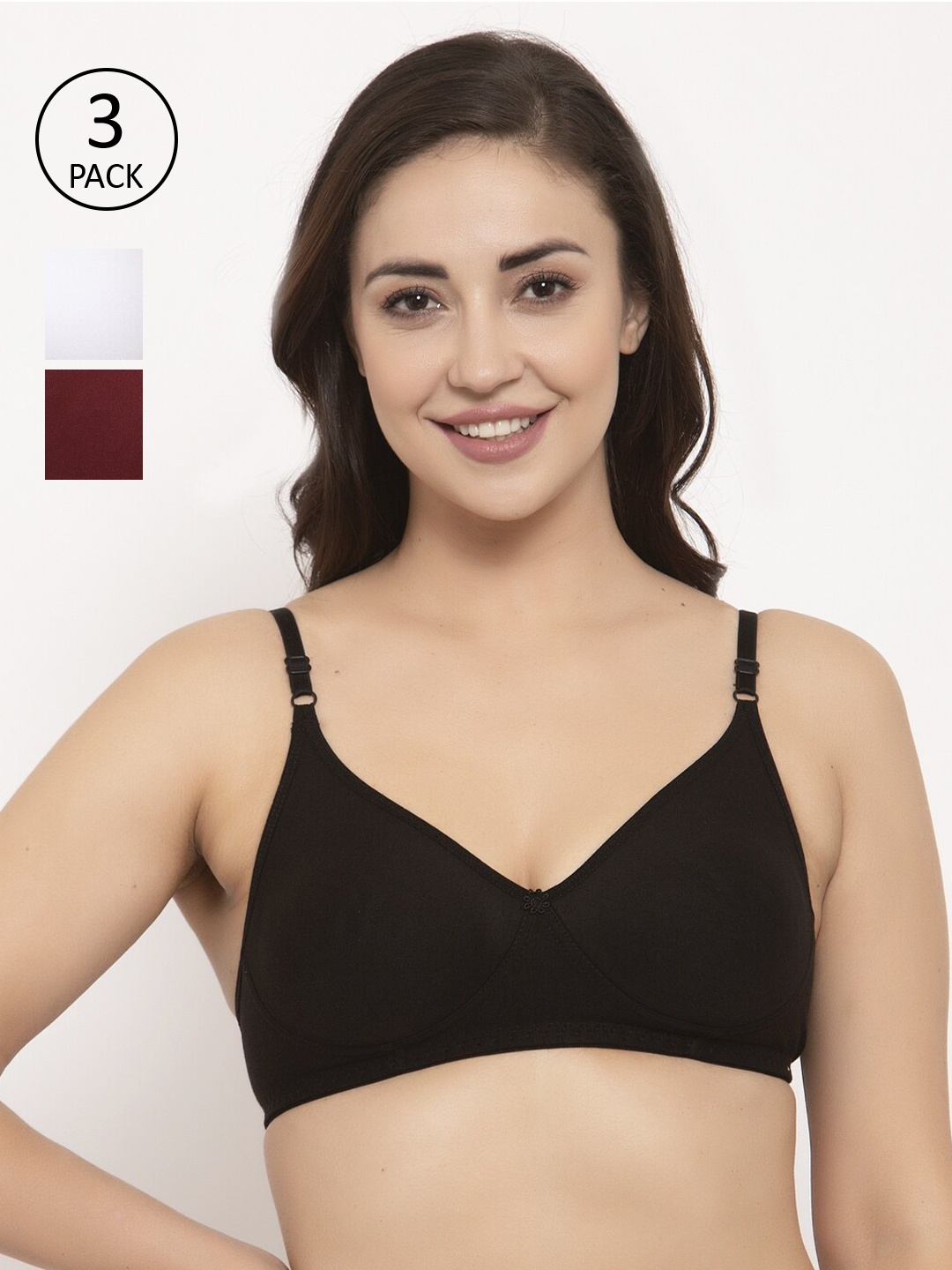 GRACIT Pack of 3 Black & White Solid Non-Wired Non Padded Everyday Bra PW2-01-02-14-28B
GRACIT Pack of 3 Black & White Solid Non-Wired Non Padded Everyday Bra PW2-01-02-14-28B