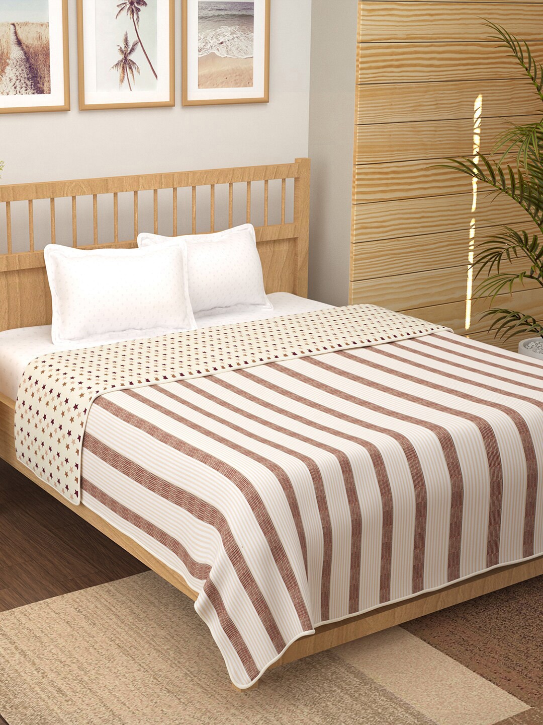Story@home Cream-Coloured Geometric Mild Winter 200 GSM Double Bed Dohar