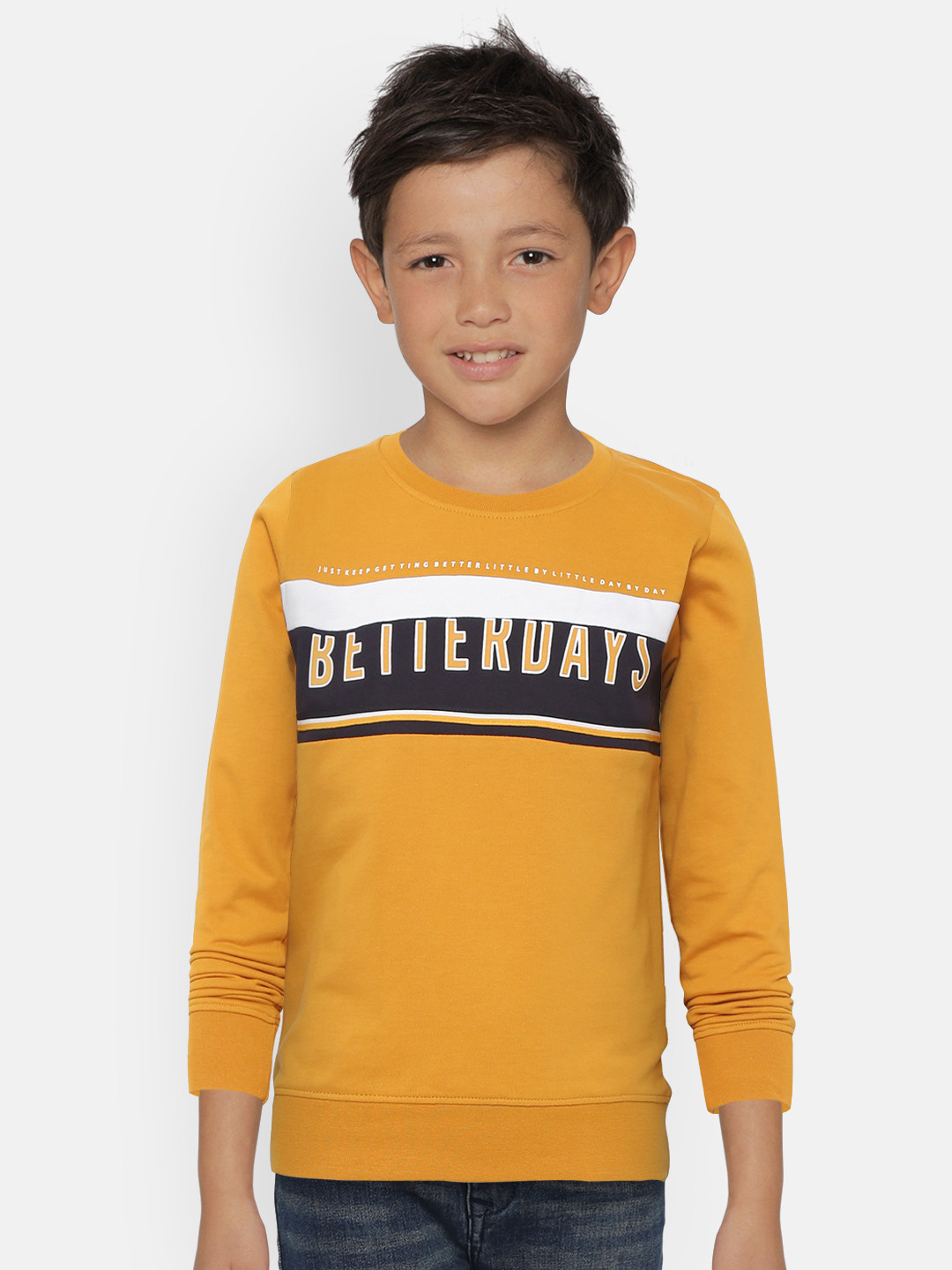 Monte Carlo Boys Mustard Yellow & Navy Typography Print Sweatshirt 
Monte Carlo Boys Mustard Yellow & Navy Typography Print Sweatshirt