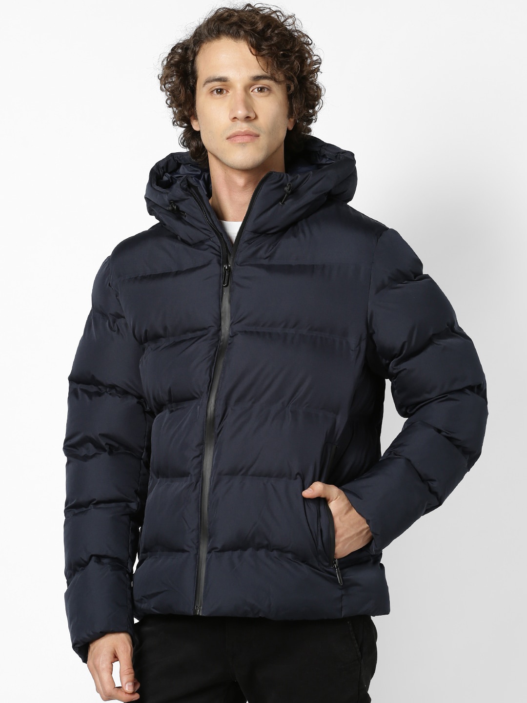 Celio Men Navy Blue Solid Puffer Jacket