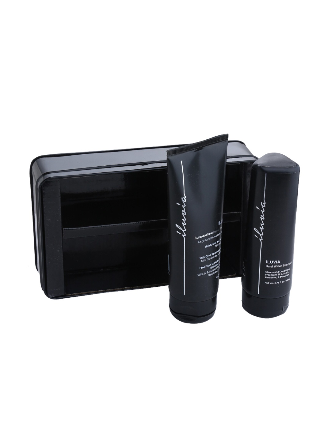 iluvia Professional Pack of 2 Hard Water Shampoo & Squalene Restorative Conditioner, Black
iluvia Professional Pack of 2 Hard Water Shampoo & Squalene Restorative Conditioner, Black