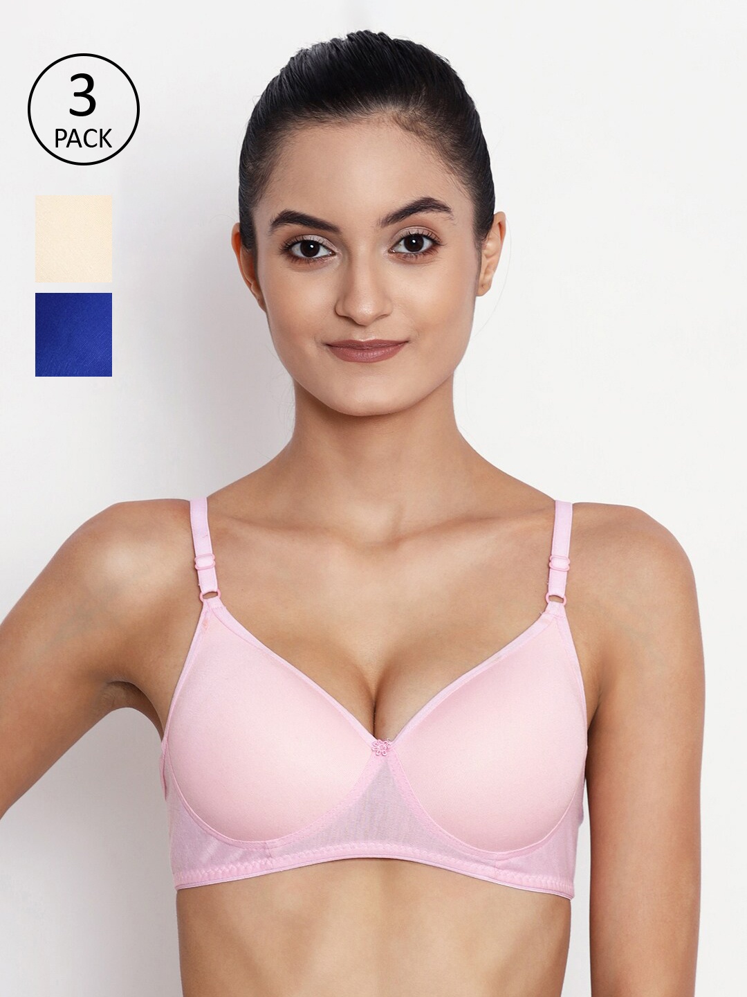 ABELINO Pack Of 3 Solid Non-Wired Lightly Padded T-shirt Bra COMYASHIPINKBLUESKN, Pink
ABELINO Pack Of 3 Solid Non-Wired Lightly Padded T-shirt Bra COMYASHIPINKBLUESKN, Pink