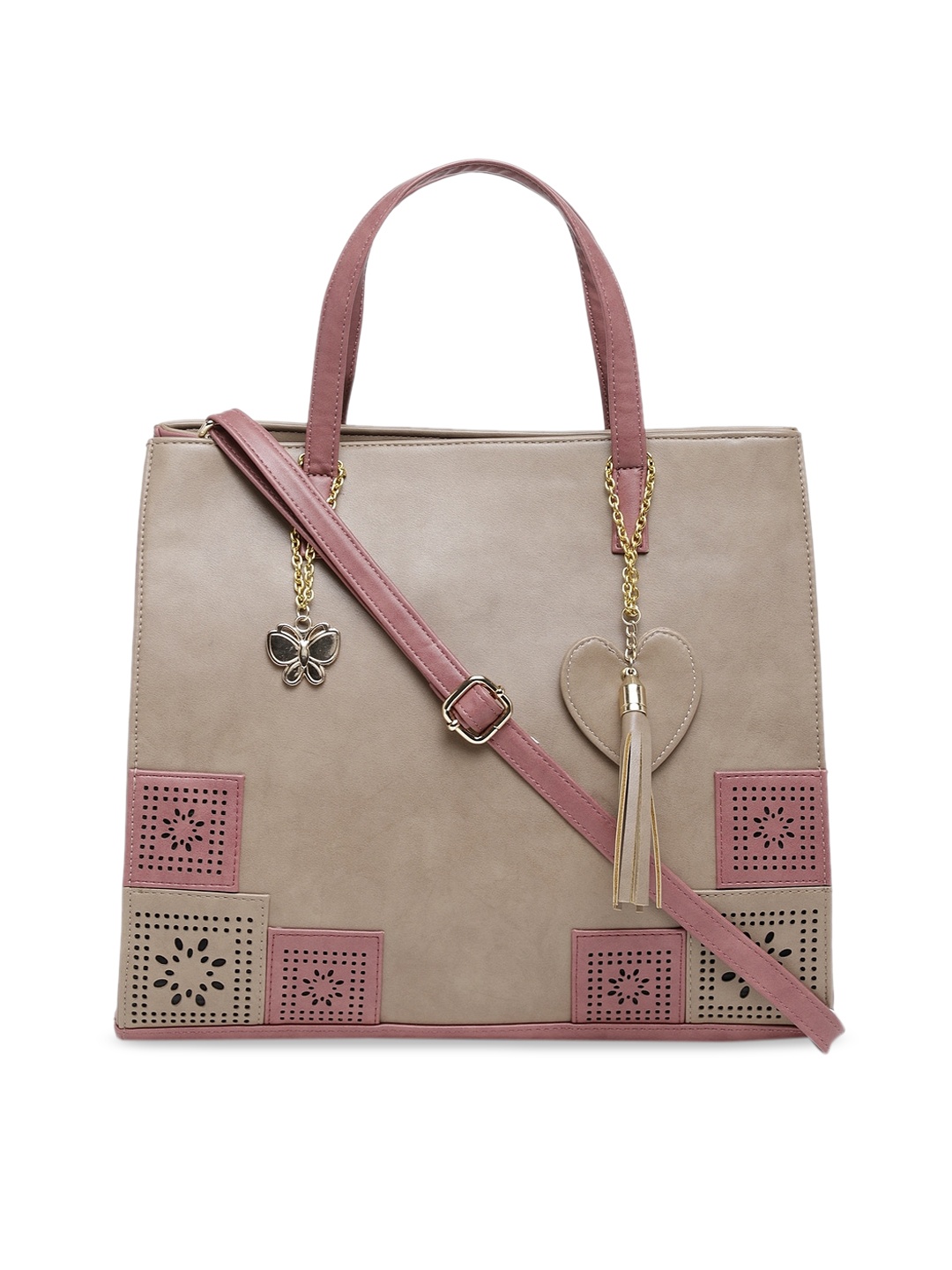 Butterflies Beige & Pink Colourblocked Shoulder Bag