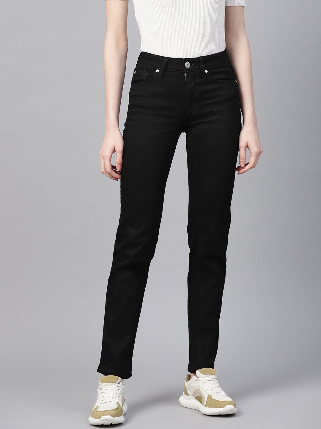 Marks & Spencer Women Black The Sienna Straight Fit Mid-Rise Clean Look Stretchable Jeans
Marks & Spencer Women Black The Sienna Straight Fit Mid-Rise Clean Look Stretchable Jeans