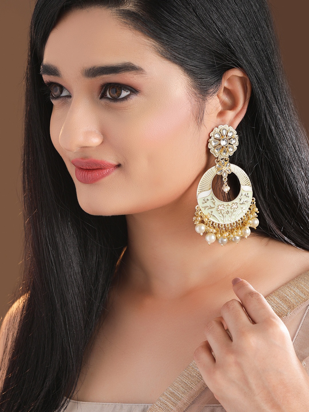 Rubans Mint Green Gold-Plated Stone-Studded & Beaded Handcrafted Enamelled Chandbalis
Rubans Mint Green Gold-Plated Stone-Studded & Beaded Handcrafted Enamelled Chandbalis