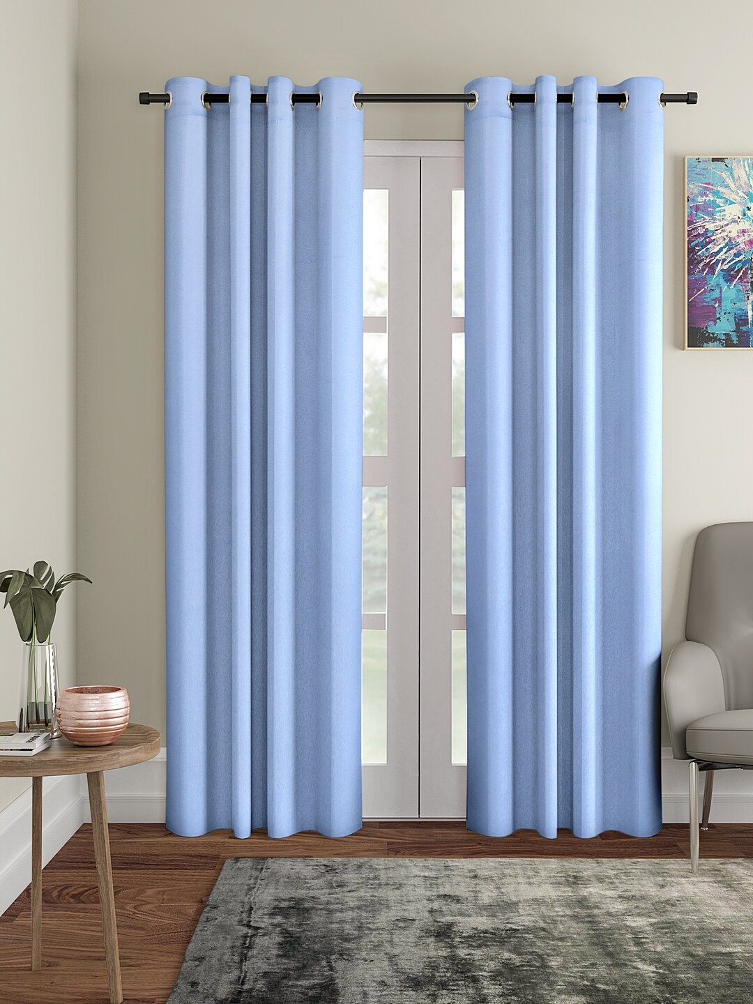 Cortina Blue 2 Pcs Black-Out Long Door Curtains