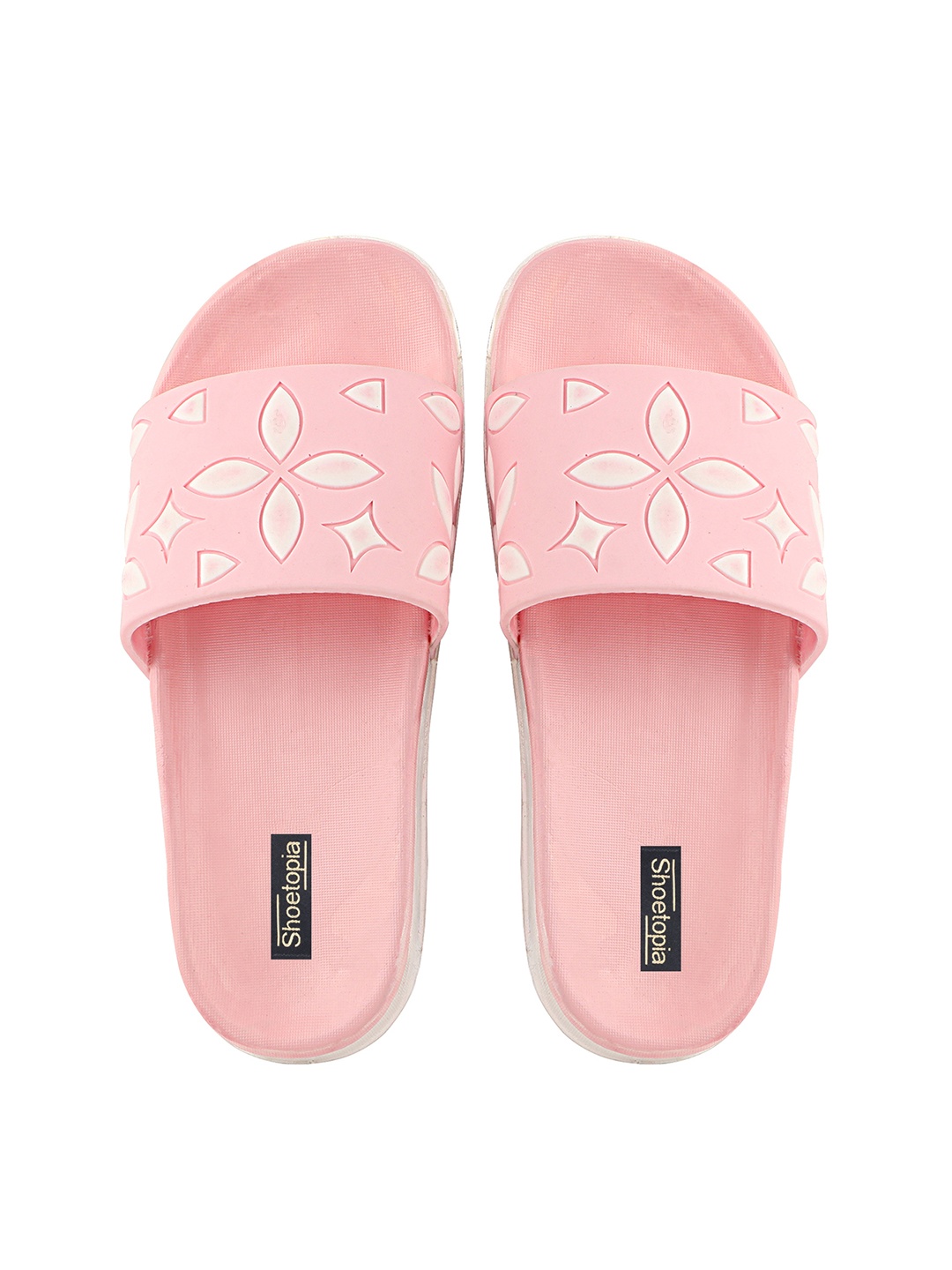 Shoetopia Women Pink Printed Sliders