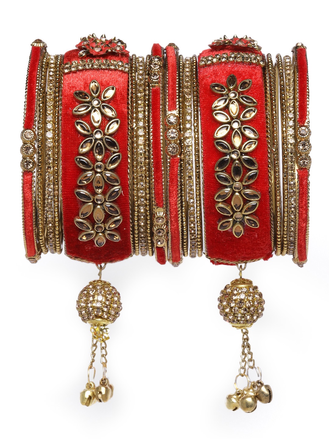 AccessHer Set of 18 Red & Gold-Toned Brass Plated Velvet Enamelled Handcrafted Bangles
AccessHer Set of 18 Red & Gold-Toned Brass Plated Velvet Enamelled Handcrafted Bangles