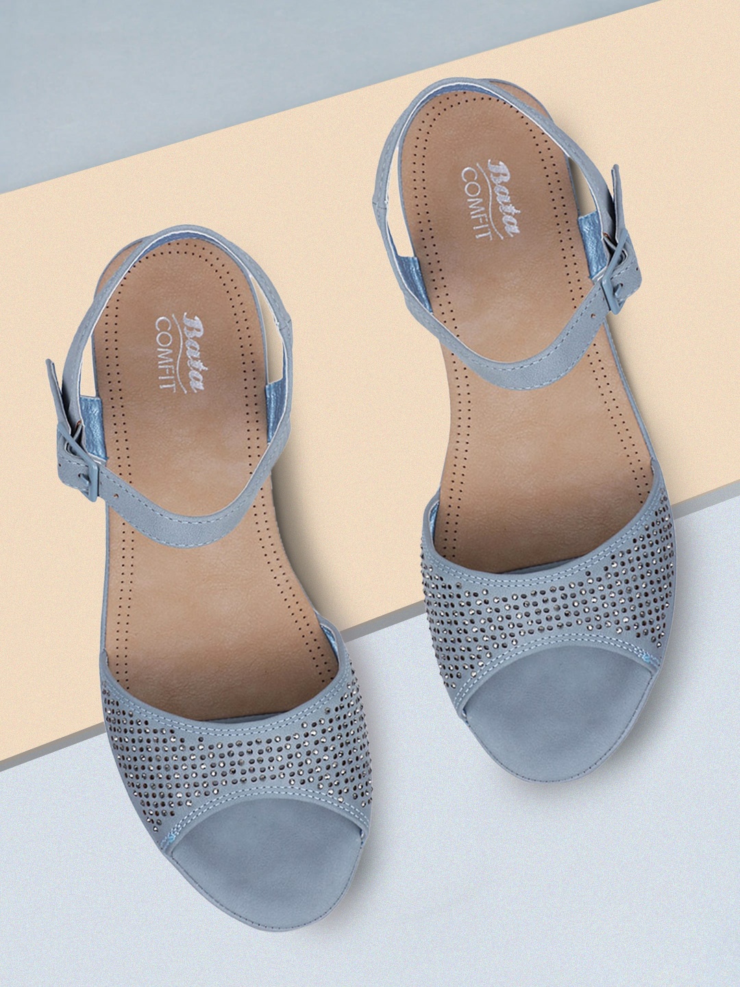 Bata Women Blue Solid Heels