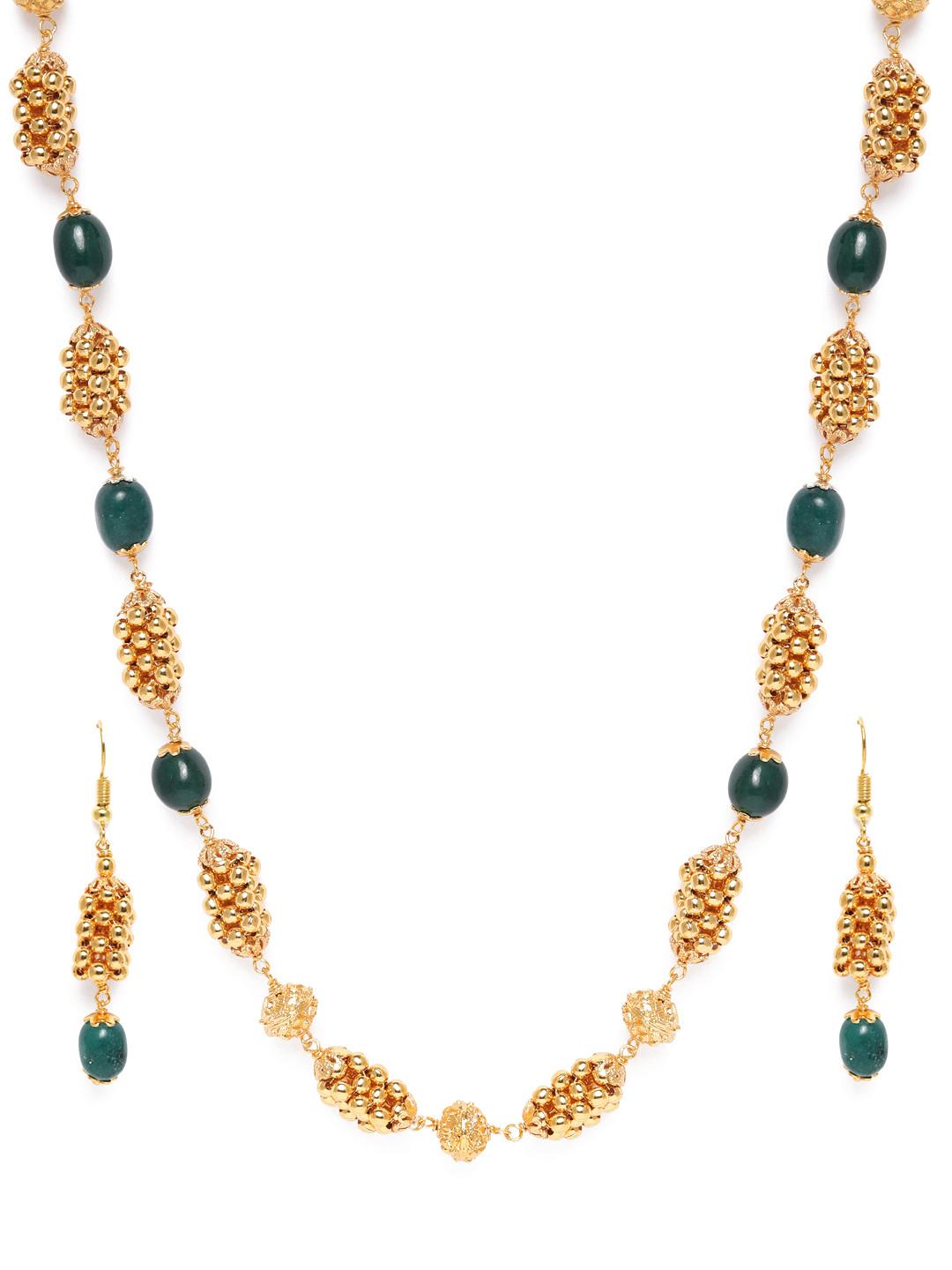 AccessHer Women Gold-Plated & Green Faux Emerald Beaded Jewellery Set 
AccessHer Women Gold-Plated & Green Faux Emerald Beaded Jewellery Set
