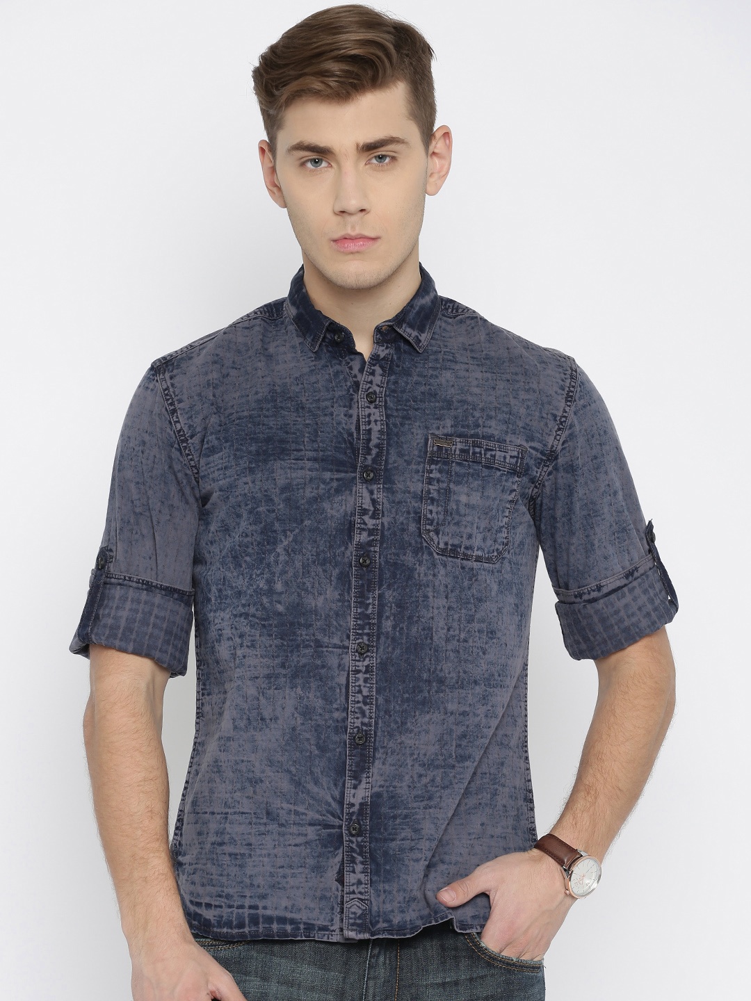 Locomotive Navy Casual Shirt, Navy blue