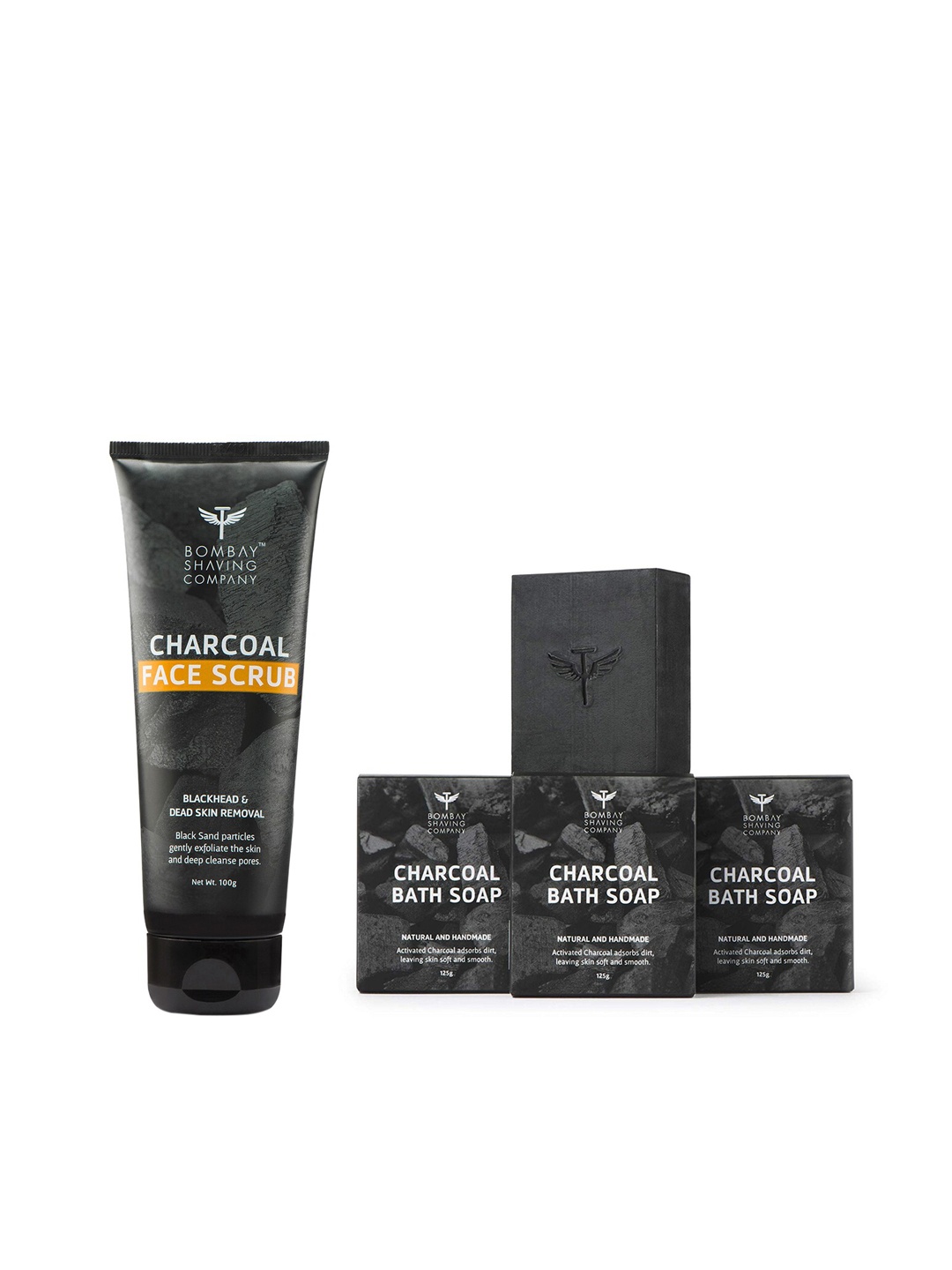 Bombay Shaving Company Unisex Set of 3 Charcoal Bath Soaps & Charcoal Face Scrub, Black
Bombay Shaving Company Unisex Set of 3 Charcoal Bath Soaps & Charcoal Face Scrub, Black