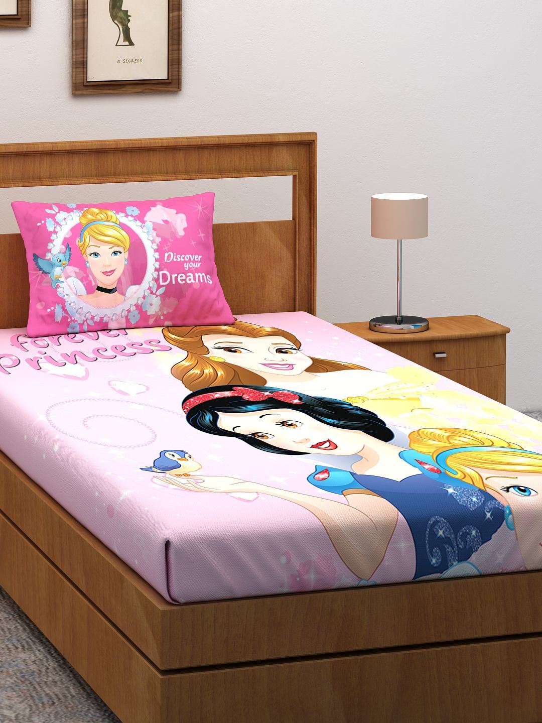 Disney Pink & Blue Princess Cartoon Characters 180 TC Single Bedsheet with Pillow Cover
Disney Pink & Blue Princess Cartoon Characters 180 TC Single Bedsheet with Pillow Cover