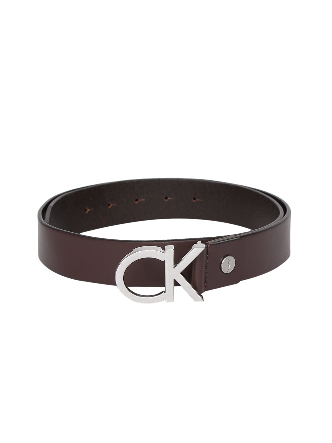 Calvin Klein Men Coffee Brown Leather Solid Belt