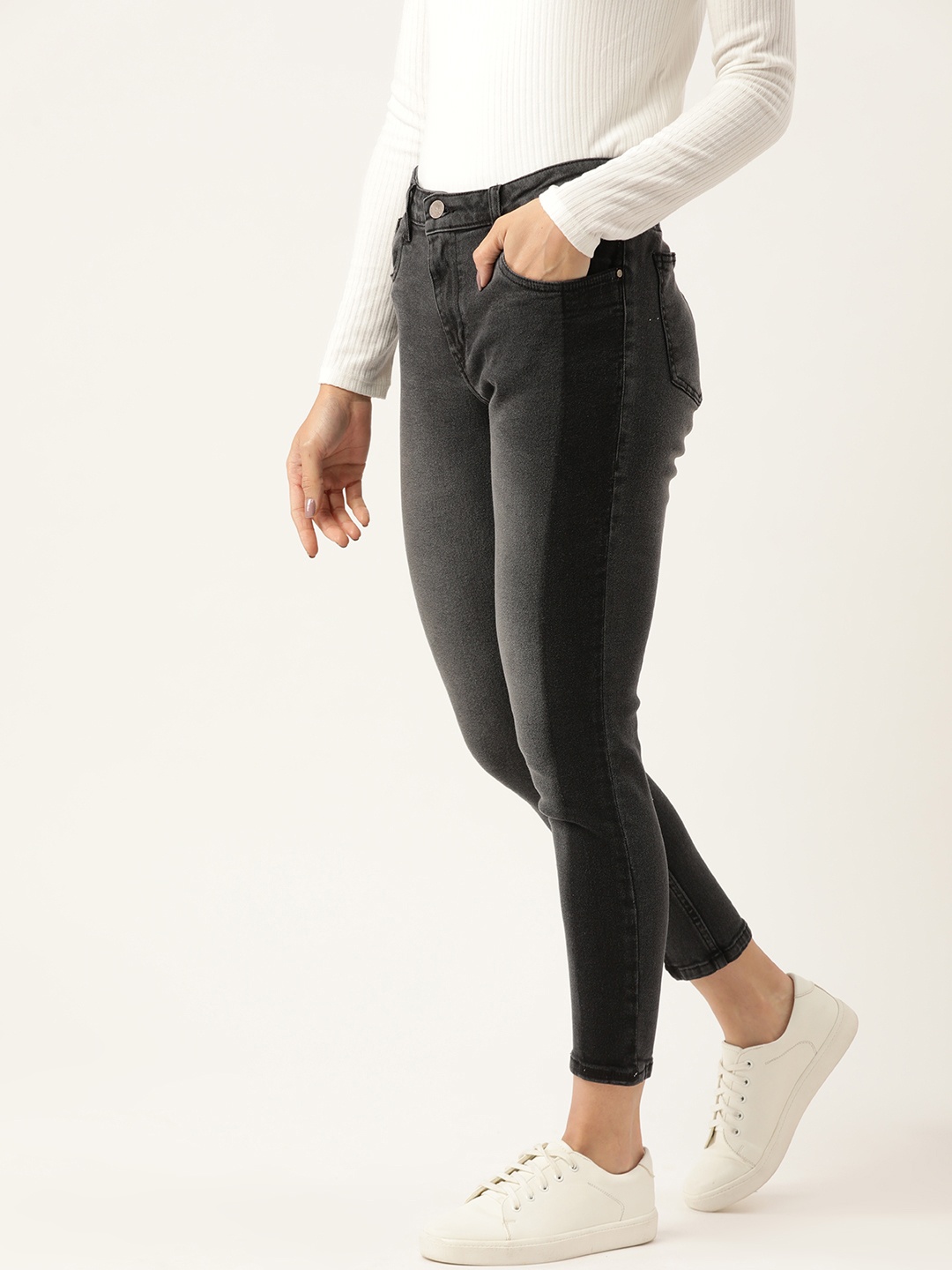 DressBerry Women Charcoal Grey Skinny Fit Mid-Rise Clean Look Cropped Stretchable Jeans
DressBerry Women Charcoal Grey Skinny Fit Mid-Rise Clean Look Cropped Stretchable Jeans
