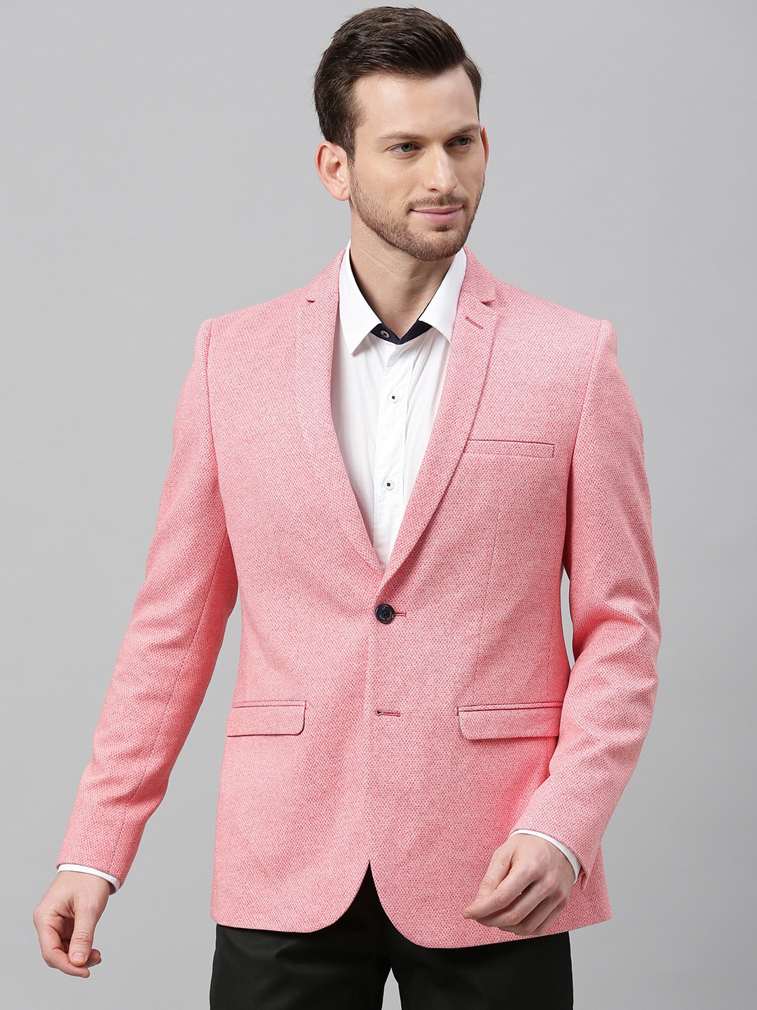Louis Philippe Sport Men Peach-Coloured Super Slim Fit Self-Design Single-Breasted Blazer
Louis Philippe Sport Men Peach-Coloured Super Slim Fit Self-Design Single-Breasted Blazer