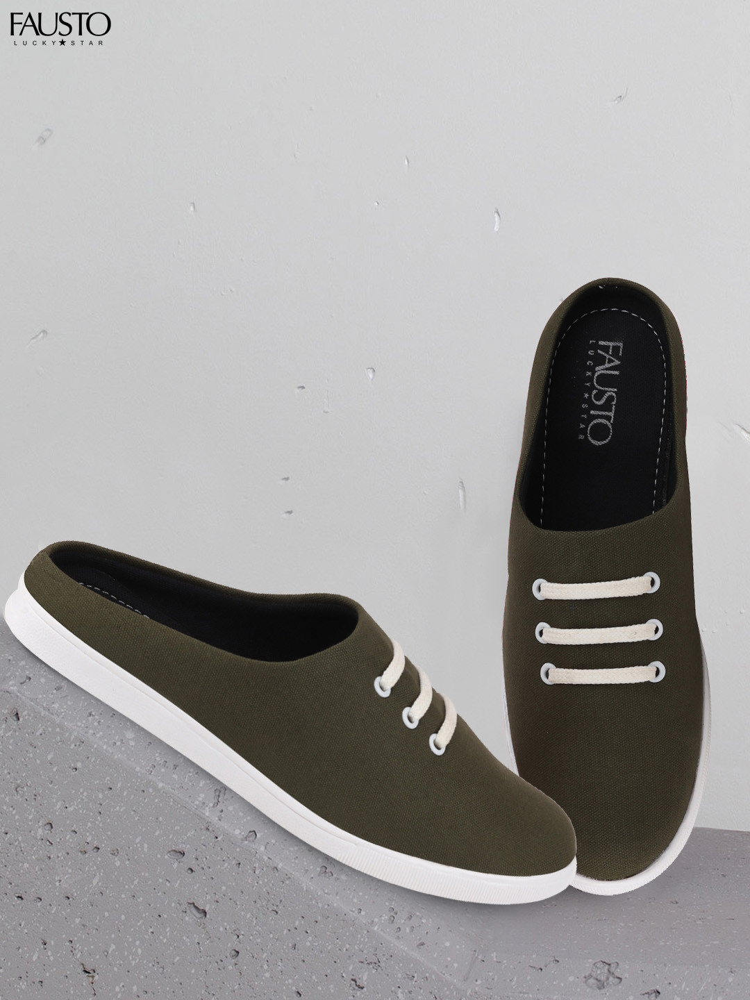 FAUSTO Men Olive Green Slip-On Sneakers
FAUSTO Men Olive Green Slip-On Sneakers